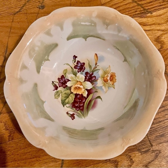 Three appliquéd Bunny placemats Lusterware serving bowl Daffodils Spring Easter - Picture 4 of 16